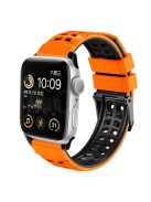 For Apple Watch Series 10 46mm / Ultra 2 Ultra 49mm /  Series 9 8 7 45mm / 6 5 4 SE (2023) SE (2022) SE 44mm / 3 2 1 42mm Dual Color Wrist Strap Silicone Watch Band - Orange+Black