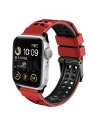 For Apple Watch Series 10 46mm / Ultra 2 Ultra 49mm /  Series 9 8 7 45mm / 6 5 4 SE (2023) SE (2022) SE 44mm / 3 2 1 42mm Dual Color Wrist Strap Silicone Watch Band - Red+Black