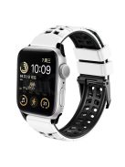 For Apple Watch Series 10 46mm / Ultra 2 Ultra 49mm /  Series 9 8 7 45mm / 6 5 4 SE (2023) SE (2022) SE 44mm / 3 2 1 42mm Dual Color Wrist Strap Silicone Watch Band - White+Black