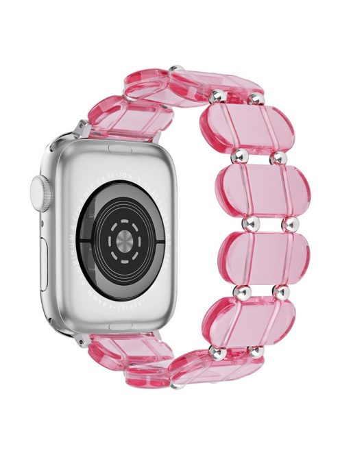 For Apple Watch Series 10 46mm / Ultra 2 Ultra 49mm /  Series 9 8 7 45mm / 6 5 4 SE (2023) SE (2022) SE 44mm / 3 2 1 42mm Elastic Resin Watch Band - Transparent Pink