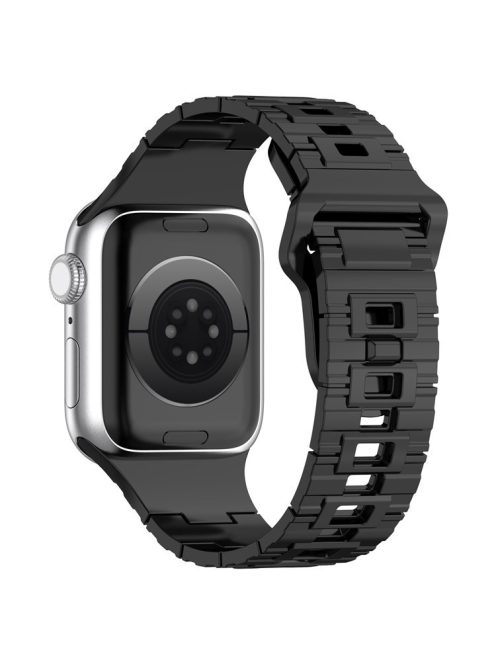 For Apple Watch Series 10 46mm / Ultra 2 Ultra 49mm /  Series 9 8 7 45mm / 6 5 4 SE (2023) SE (2022) SE 44mm / 3 2 1 42mm Electroplating Silicone Watch Strap - Titanium Black