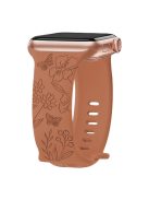 For Apple Watch Series 10 46mm / Ultra 2 Ultra 49mm /  Series 9 8 7 45mm / 6 5 4 SE (2023) SE (2022) SE 44mm / 3 2 1 42mm Engraved Silicone Watch Band - Butterfly / Brown