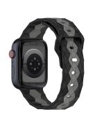 For Apple Watch Series 10 46mm / Ultra 2 Ultra 49mm /  Series 9 8 7 45mm / 6 5 4 SE (2023) SE (2022) SE 44mm / 3 2 1 42mm Football Pattern Silicone Watch Strap - Black+Grey