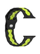 For Apple Watch Series 10 46mm / Ultra 2 Ultra 49mm /  Series 9 8 7 45mm / 6 5 4 SE (2023) SE (2022) SE 44mm / 3 2 1 42mm Football Pattern Silicone Watch Strap - Black+Lime