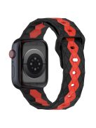 For Apple Watch Series 10 46mm / Ultra 2 Ultra 49mm /  Series 9 8 7 45mm / 6 5 4 SE (2023) SE (2022) SE 44mm / 3 2 1 42mm Football Pattern Silicone Watch Strap - Black+Red