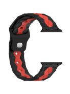 For Apple Watch Series 10 46mm / Ultra 2 Ultra 49mm /  Series 9 8 7 45mm / 6 5 4 SE (2023) SE (2022) SE 44mm / 3 2 1 42mm Football Pattern Silicone Watch Strap - Black+Red