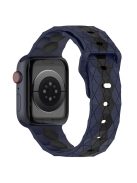 For Apple Watch Series 10 46mm / Ultra 2 Ultra 49mm /  Series 9 8 7 45mm / 6 5 4 SE (2023) SE (2022) SE 44mm / 3 2 1 42mm Football Pattern Silicone Watch Strap - Midnight Blue / Black