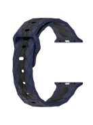 For Apple Watch Series 10 46mm / Ultra 2 Ultra 49mm /  Series 9 8 7 45mm / 6 5 4 SE (2023) SE (2022) SE 44mm / 3 2 1 42mm Football Pattern Silicone Watch Strap - Midnight Blue / Black