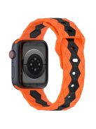 For Apple Watch Series 10 46mm / Ultra 2 Ultra 49mm /  Series 9 8 7 45mm / 6 5 4 SE (2023) SE (2022) SE 44mm / 3 2 1 42mm Football Pattern Silicone Watch Strap - Orange+Black