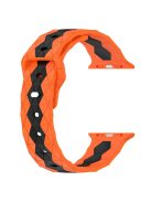 For Apple Watch Series 10 46mm / Ultra 2 Ultra 49mm /  Series 9 8 7 45mm / 6 5 4 SE (2023) SE (2022) SE 44mm / 3 2 1 42mm Football Pattern Silicone Watch Strap - Orange+Black