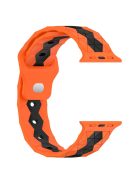 For Apple Watch Series 10 46mm / Ultra 2 Ultra 49mm /  Series 9 8 7 45mm / 6 5 4 SE (2023) SE (2022) SE 44mm / 3 2 1 42mm Football Pattern Silicone Watch Strap - Orange+Black