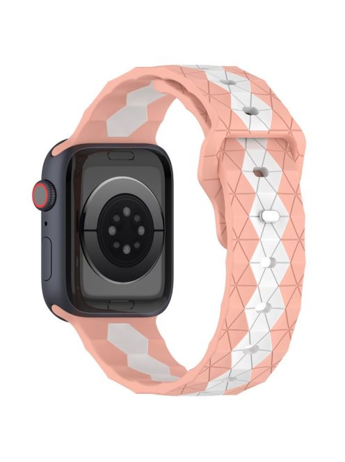 For Apple Watch Series 10 46mm / Ultra 2 Ultra 49mm /  Series 9 8 7 45mm / 6 5 4 SE (2023) SE (2022) SE 44mm / 3 2 1 42mm Football Pattern Silicone Watch Strap - Pink+White