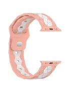 For Apple Watch Series 10 46mm / Ultra 2 Ultra 49mm /  Series 9 8 7 45mm / 6 5 4 SE (2023) SE (2022) SE 44mm / 3 2 1 42mm Football Pattern Silicone Watch Strap - Pink+White