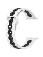 For Apple Watch Series 10 46mm / Ultra 2 Ultra 49mm /  Series 9 8 7 45mm / 6 5 4 SE (2023) SE (2022) SE 44mm / 3 2 1 42mm Football Pattern Silicone Watch Strap - White+Black