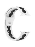 For Apple Watch Series 10 46mm / Ultra 2 Ultra 49mm /  Series 9 8 7 45mm / 6 5 4 SE (2023) SE (2022) SE 44mm / 3 2 1 42mm Football Pattern Silicone Watch Strap - White+Black