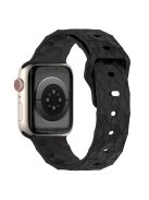 For Apple Watch Series 10 46mm / Ultra 2 Ultra 49mm /  Series 9 8 7 45mm / 6 5 4 SE (2023) SE (2022) SE 44mm / 3 2 1 42mm Football Pattern Watch Band Silicone Watch Strap - Black