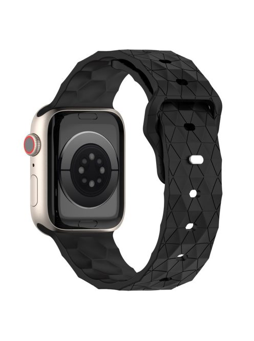 For Apple Watch Series 10 46mm / Ultra 2 Ultra 49mm /  Series 9 8 7 45mm / 6 5 4 SE (2023) SE (2022) SE 44mm / 3 2 1 42mm Football Pattern Watch Band Silicone Watch Strap - Black