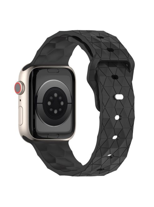 For Apple Watch Series 10 46mm / Ultra 2 Ultra 49mm /  Series 9 8 7 45mm / 6 5 4 SE (2023) SE (2022) SE 44mm / 3 2 1 42mm Football Pattern Watch Band Silicone Watch Strap - Dark Grey