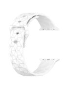 For Apple Watch Series 10 46mm / Ultra 2 Ultra 49mm /  Series 9 8 7 45mm / 6 5 4 SE (2023) SE (2022) SE 44mm / 3 2 1 42mm Football Pattern Watch Band Silicone Watch Strap - White