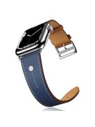 For Apple Watch Series 10 46mm / Ultra 2 Ultra 49mm /  Series 9 8 7 45mm / 6 5 4 SE (2023) SE (2022) SE 44mm / 3 2 1 42mm Genuine Cow Leather Band Rivet Decor Strap - Baby Blue