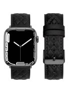 For Apple Watch Series 10 46mm / Ultra 2 Ultra 49mm /  Series 9 8 7 45mm / 6 5 4 SE (2023) SE (2022) SE 44mm / 3 2 1 42mm Genuine Cow Leather Watch Band - Black