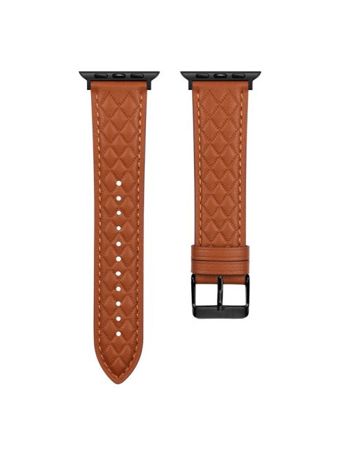 For Apple Watch Series 10 46mm / Ultra 2 Ultra 49mm /  Series 9 8 7 45mm / 6 5 4 SE (2023) SE (2022) SE 44mm / 3 2 1 42mm Genuine Cow Leather Watch Band - Brown