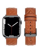 For Apple Watch Series 10 46mm / Ultra 2 Ultra 49mm /  Series 9 8 7 45mm / 6 5 4 SE (2023) SE (2022) SE 44mm / 3 2 1 42mm Genuine Cow Leather Watch Band - Brown