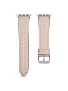 For Apple Watch Series 10 46mm / Ultra 2 Ultra 49mm /  Series 9 8 7 45mm / 6 5 4 SE (2023) SE (2022) SE 44mm / 3 2 1 42mm Genuine Cow Leather Watch Band - Starlight