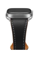 For Apple Watch Series 10 46mm / Ultra 2 Ultra 49mm /  Series 9 8 7 45mm / 6 5 4 SE (2023) SE (2022) SE 44mm / 3 2 1 42mm Genuine Leather Watch Band Quick Release Watch Strap with Buckle - Black