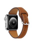 For Apple Watch Series 10 46mm / Ultra 2 Ultra 49mm /  Series 9 8 7 45mm / 6 5 4 SE (2023) SE (2022) SE 44mm / 3 2 1 42mm Genuine Leather Watch Band Quick Release Watch Strap with Buckle - Brown