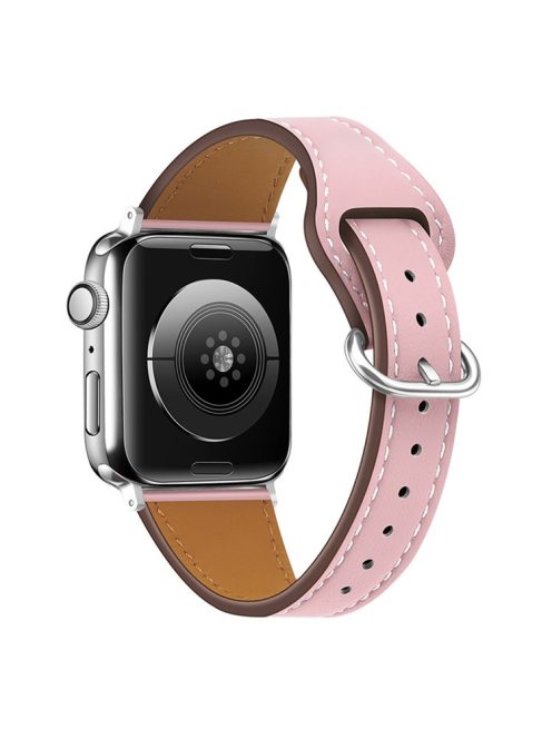 For Apple Watch Series 10 46mm / Ultra 2 Ultra 49mm /  Series 9 8 7 45mm / 6 5 4 SE (2023) SE (2022) SE 44mm / 3 2 1 42mm Genuine Leather Watch Band Quick Release Watch Strap with Buckle - Pink