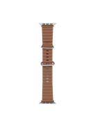 For Apple Watch Series 10 46mm / Ultra 2 Ultra 49mm /  Series 9 8 7 45mm / 6 5 4 SE (2023) SE (2022) SE 44mm / 3 2 1 42mm Genuine Leather Watch Strap Wave Replacement Wrist Band - Brown