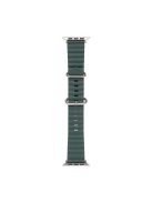 For Apple Watch Series 10 46mm / Ultra 2 Ultra 49mm /  Series 9 8 7 45mm / 6 5 4 SE (2023) SE (2022) SE 44mm / 3 2 1 42mm Genuine Leather Watch Strap Wave Replacement Wrist Band - Pine Forest Green