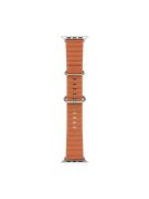 For Apple Watch Series 10 46mm / Ultra 2 Ultra 49mm /  Series 9 8 7 45mm / 6 5 4 SE (2023) SE (2022) SE 44mm / 3 2 1 42mm Genuine Leather Watch Strap Wave Wrist Band - Golden Brown