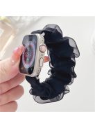 For Apple Watch Series 10 46mm / Ultra 2 Ultra 49mm /  Series 9 8 7 45mm / 6 5 4 SE (2023) SE (2022) SE 44mm / 3 2 1 42mm Hair Band Style Watch Strap AW Organza Watch Band - Black