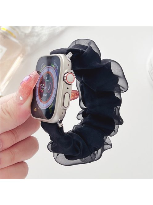 For Apple Watch Series 10 46mm / Ultra 2 Ultra 49mm /  Series 9 8 7 45mm / 6 5 4 SE (2023) SE (2022) SE 44mm / 3 2 1 42mm Hair Band Style Watch Strap AW Organza Watch Band - Black