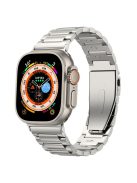 For Apple Watch Series 10 46mm / Ultra 2 Ultra 49mm /  Series 9 8 7 45mm / 6 5 4 SE (2023) SE (2022) SE 44mm / 3 2 1 42mm Hard Titanium Alloy Watch Strap - Titanium Color