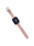 For Apple Watch Series 10 46mm / Ultra 2 Ultra 49mm /  Series 9 8 7 45mm / 6 5 4 SE (2023) SE (2022) SE 44mm / 3 2 1 42mm Leather Watch Band Wrist Strap -  Pink