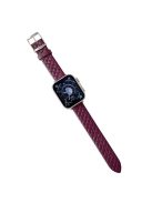 For Apple Watch Series 10 46mm / Ultra 2 Ultra 49mm /  Series 9 8 7 45mm / 6 5 4 SE (2023) SE (2022) SE 44mm / 3 2 1 42mm Leather Watch Band Wrist Strap -  Wine Red