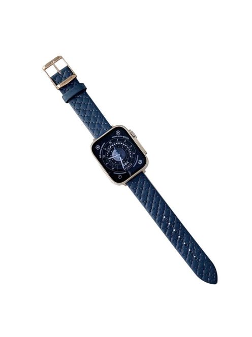 For Apple Watch Series 10 46mm / Ultra 2 Ultra 49mm /  Series 9 8 7 45mm / 6 5 4 SE (2023) SE (2022) SE 44mm / 3 2 1 42mm Leather Watch Band Wrist Strap - Blue