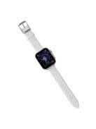 For Apple Watch Series 10 46mm / Ultra 2 Ultra 49mm /  Series 9 8 7 45mm / 6 5 4 SE (2023) SE (2022) SE 44mm / 3 2 1 42mm Leather Watch Band Wrist Strap - Pearl White