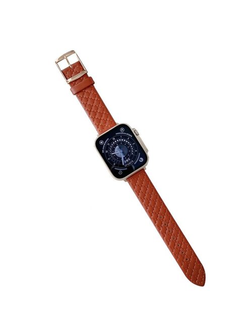 For Apple Watch Series 10 46mm / Ultra 2 Ultra 49mm /  Series 9 8 7 45mm / 6 5 4 SE (2023) SE (2022) SE 44mm / 3 2 1 42mm Leather Watch Band Wrist Strap - Red