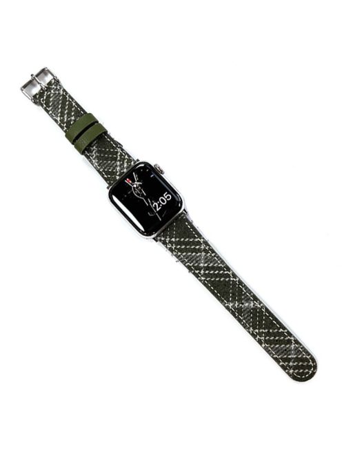 For Apple Watch Series 10 46mm / Ultra 2 Ultra 49mm /  Series 9 8 7 45mm / 6 5 4 SE (2023) SE (2022) SE 44mm / 3 2 1 42mm Leather Watch Strap - Blackish Green