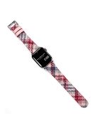 For Apple Watch Series 10 46mm / Ultra 2 Ultra 49mm /  Series 9 8 7 45mm / 6 5 4 SE (2023) SE (2022) SE 44mm / 3 2 1 42mm Leather Watch Strap - Pink+Purple