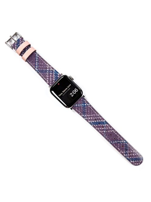 For Apple Watch Series 10 46mm / Ultra 2 Ultra 49mm /  Series 9 8 7 45mm / 6 5 4 SE (2023) SE (2022) SE 44mm / 3 2 1 42mm Leather Watch Strap - Purple