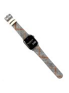 For Apple Watch Series 10 46mm / Ultra 2 Ultra 49mm /  Series 9 8 7 45mm / 6 5 4 SE (2023) SE (2022) SE 44mm / 3 2 1 42mm Leather Watch Strap - Yellow+Grey