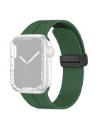 For Apple Watch Series 10 46mm / Ultra 2 Ultra 49mm /  Series 9 8 7 45mm / 6 5 4 SE (2023) SE (2022) SE 44mm / 3 2 1 42mm Magnetic Buckle Silicone Watch Band Wristband Strap Bracelet - Dark Green