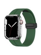 For Apple Watch Series 10 46mm / Ultra 2 Ultra 49mm /  Series 9 8 7 45mm / 6 5 4 SE (2023) SE (2022) SE 44mm / 3 2 1 42mm Magnetic Buckle Silicone Watch Band Wristband Strap Bracelet - Dark Green