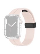 For Apple Watch Series 10 46mm / Ultra 2 Ultra 49mm /  Series 9 8 7 45mm / 6 5 4 SE (2023) SE (2022) SE 44mm / 3 2 1 42mm Magnetic Buckle Silicone Watch Band Wristband Strap Bracelet - Light Pink