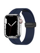 For Apple Watch Series 10 46mm / Ultra 2 Ultra 49mm /  Series 9 8 7 45mm / 6 5 4 SE (2023) SE (2022) SE 44mm / 3 2 1 42mm Magnetic Buckle Silicone Watch Band Wristband Strap Bracelet - Midnight Blue